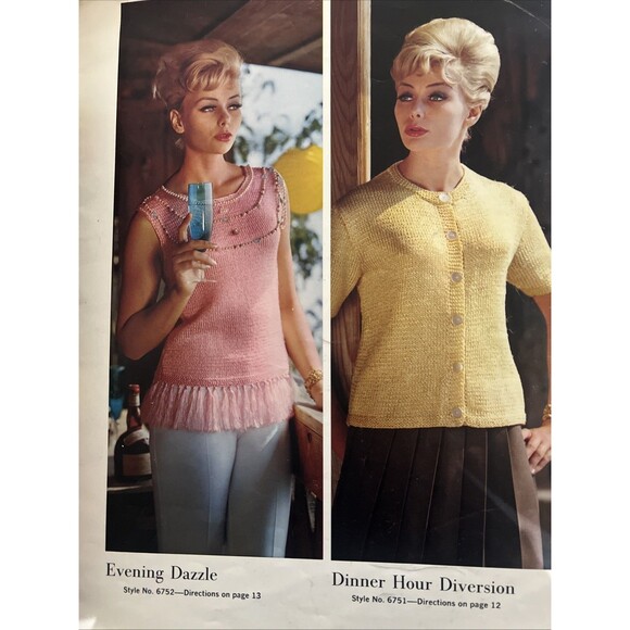 1962 Spinnerin Volume 164 Knit Magazine Purse Skirt Top Hat Carry-On 5+ Patterns - Picture 3 of 4